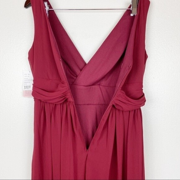 Dessy Collection Burgundy Sleeveless Draped Chiffon Maxi Dress Size 8 NWT - Picture 7 of 9